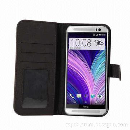 PU wallet case stand for HTC one 2